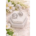 Antiallergén ezüst színű életfa mintás fülbevaló