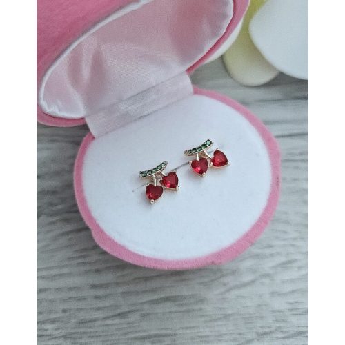 Antiallergén cseresznye bedugós fülbevaló