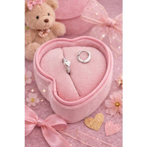 Lencsi antiallergén ezüst színű kislány fülbevaló